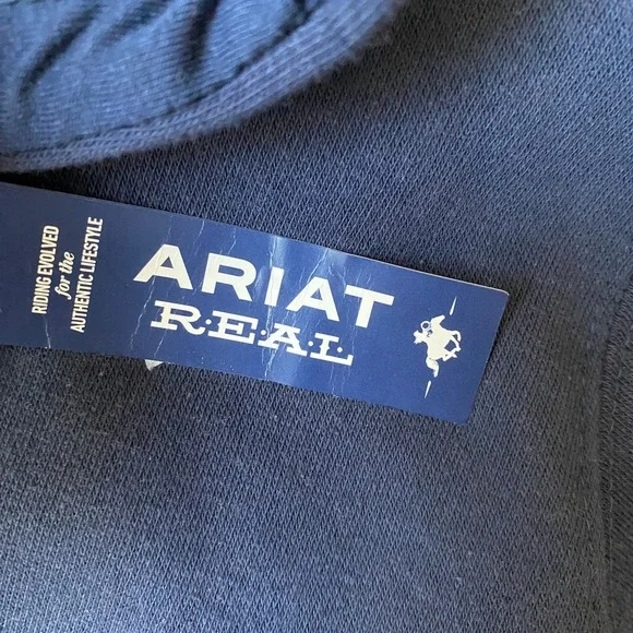 Ariat Real Navy Blue Hoodie Sweatshirt Women Size L Shield Graphic Logo NWT Gift - Picture 6 of 10